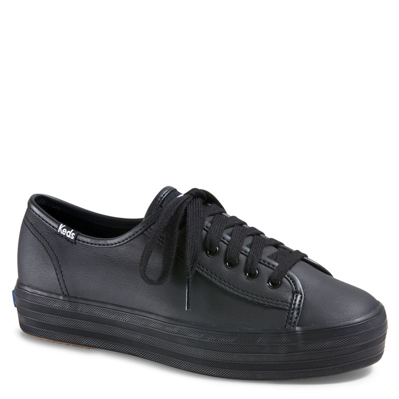 Zapatilla de Mujer Plataforma Cuero Negro Triple Kick Leather | Keds Chile