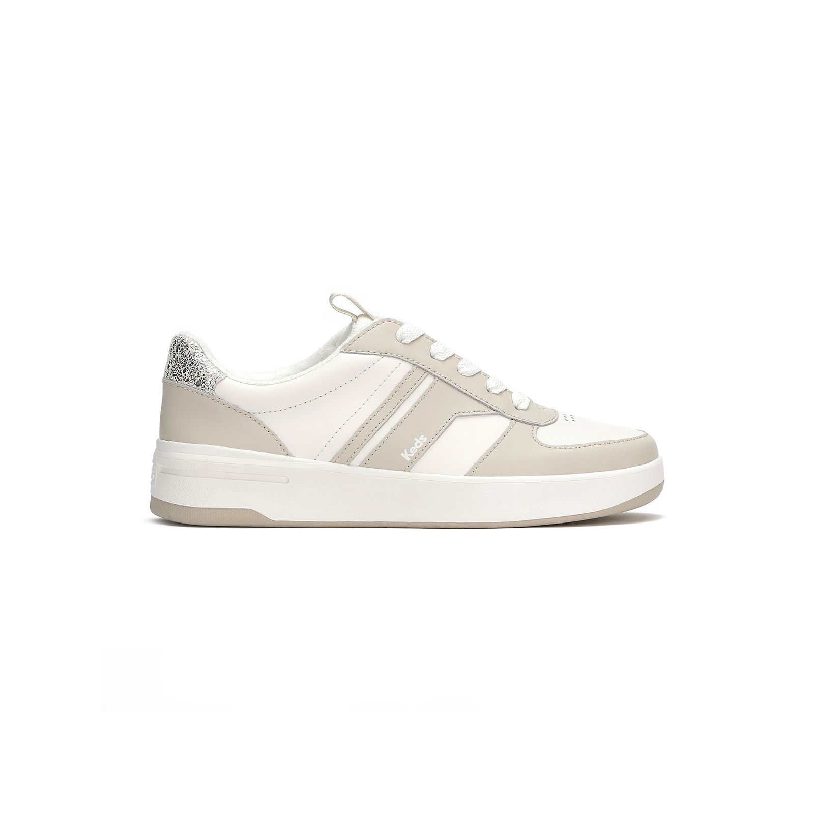 Zapatilla Court Cuero Metalica Beige