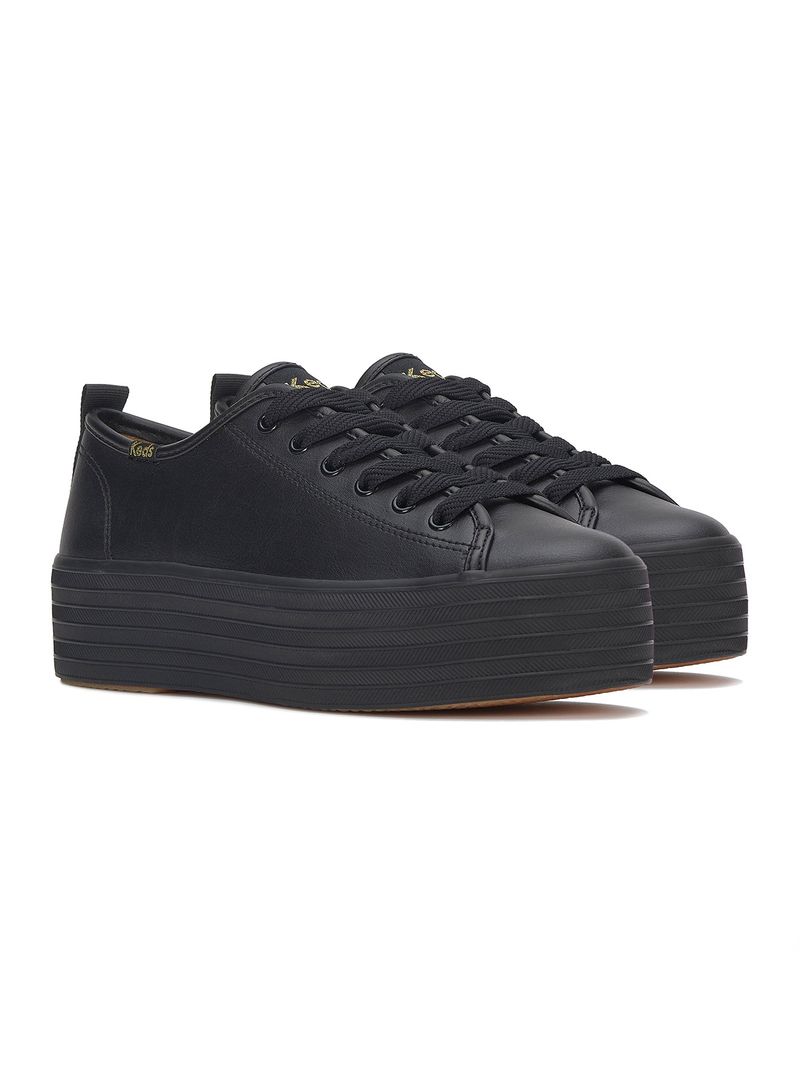 Zapatilla triple up Cuero Negra