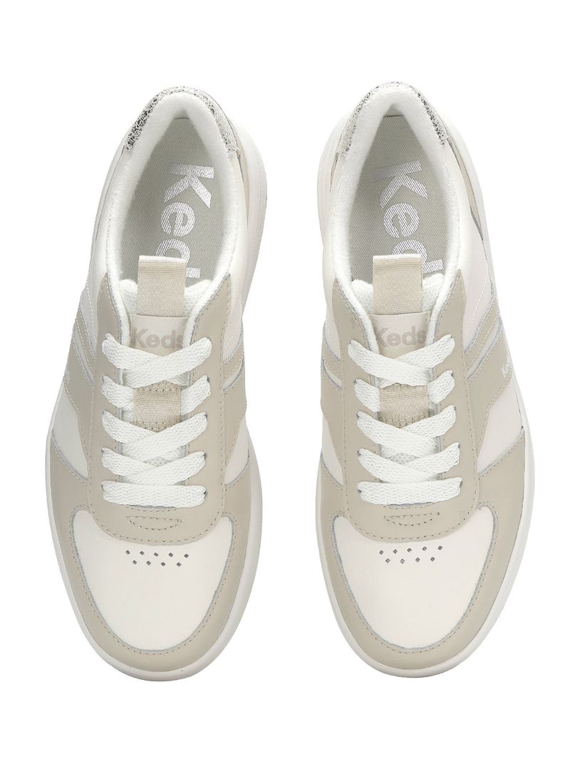 Zapatilla Court Cuero Metalica Beige