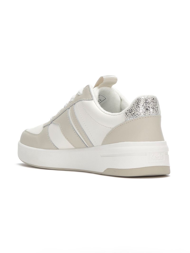 Zapatilla Court Cuero Metalica Beige