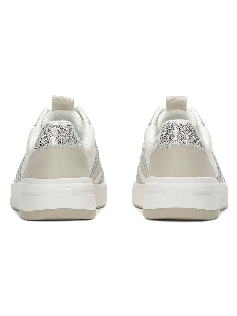 Zapatilla Court Cuero Metalica Beige